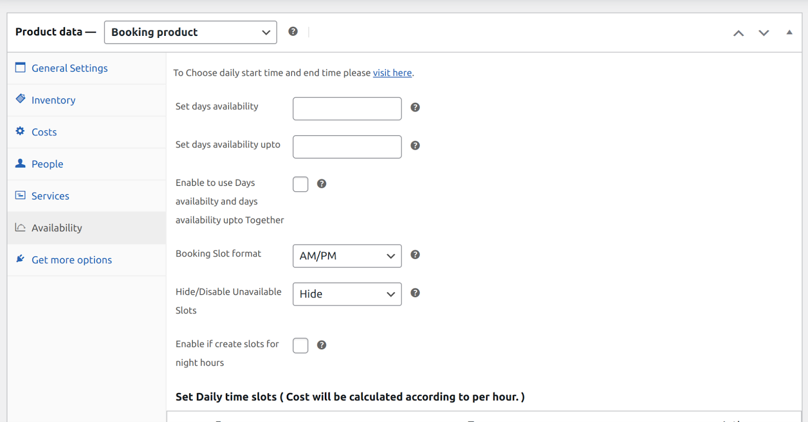WooCommerce Bookings User Interface