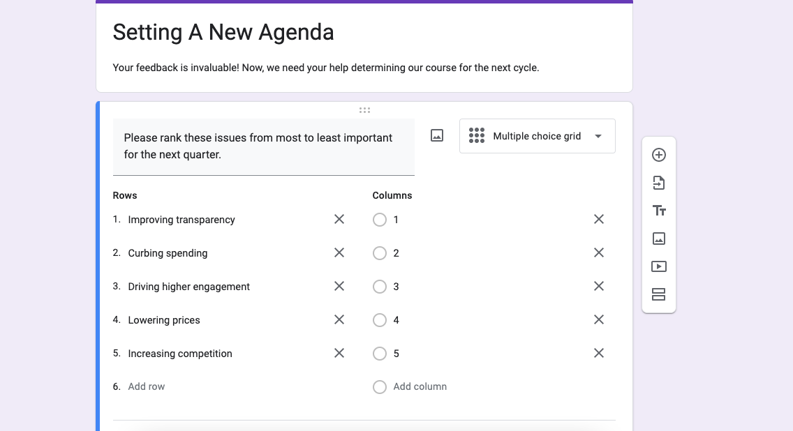 Google Forms adding options to a field
