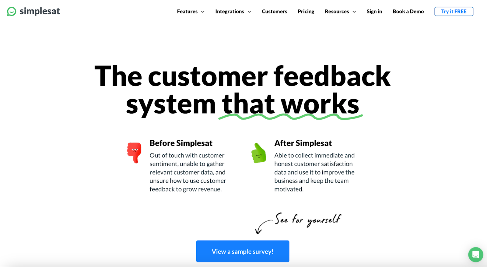 simplesat landing page