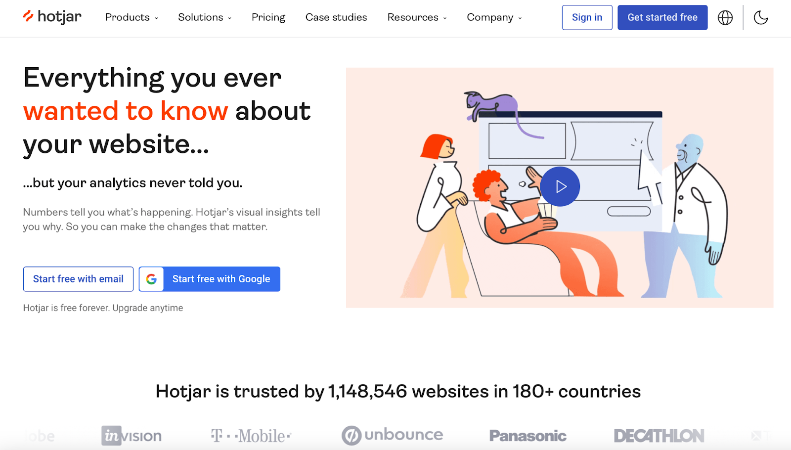 hotjar landing page