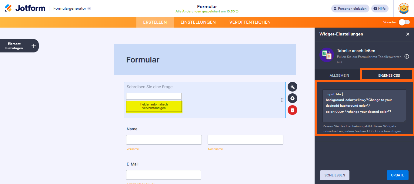 Wie Sie das Widget Tabelle in Formular verwenden Image-8