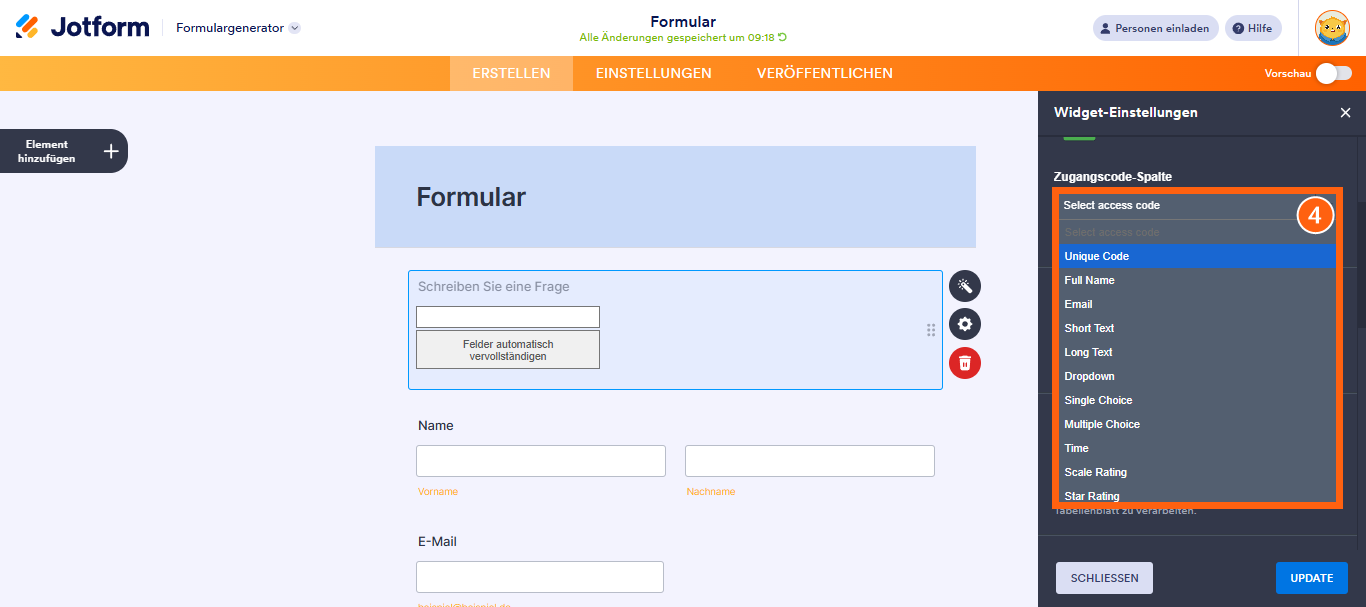 Wie Sie das Widget Tabelle in Formular verwenden Image-4