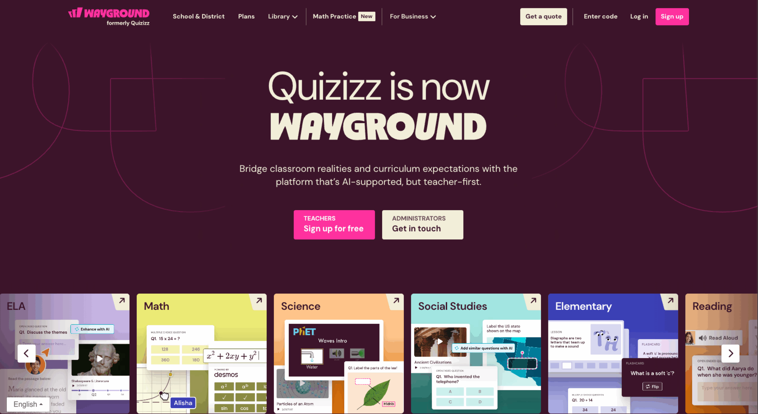Wayground Landing Page