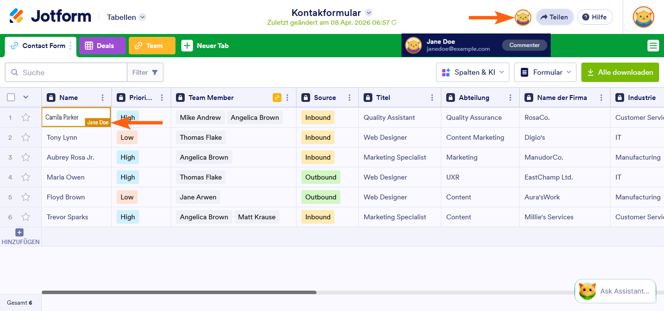Wie Sie Jotform Tabellen freigeben und zusammenarbeiten Image-13