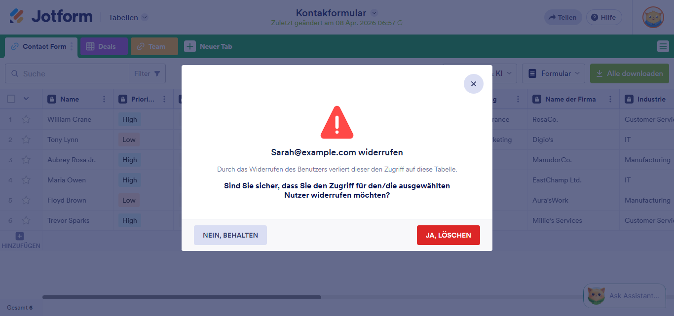 Wie Sie Jotform Tabellen freigeben und zusammenarbeiten Image-9