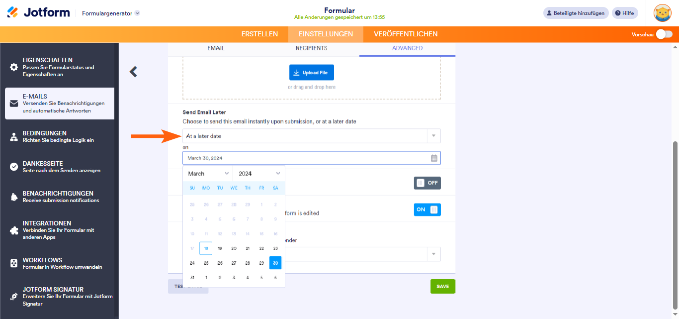 Spätere Versendung von E-Mails mit der Automatischen Antwort Image-4