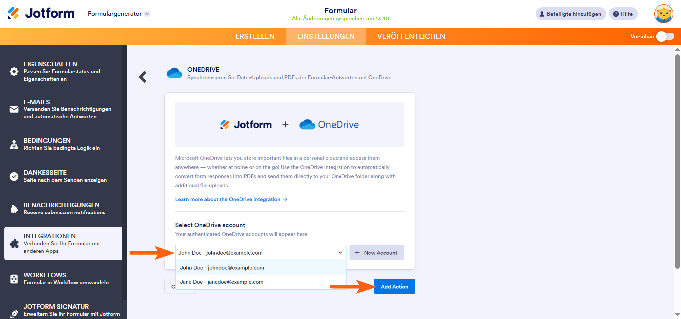 Wie Sie Jotform in OneDrive integrieren Image-3