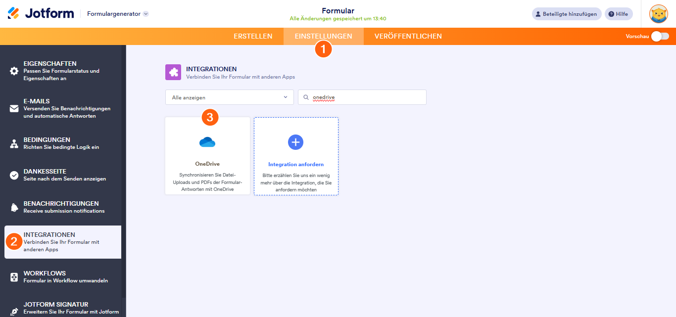 Wie Sie Jotform in OneDrive integrieren Image-1