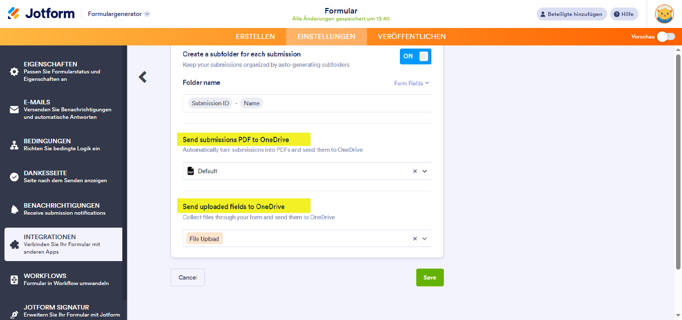 Wie Sie Jotform in OneDrive integrieren Image-5