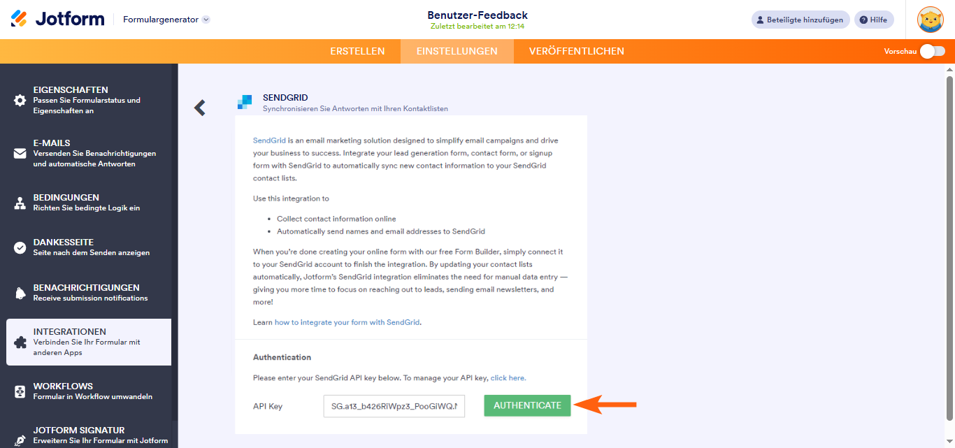 Wie Sie Ihr Formular in SendGrid integrieren können Image-2