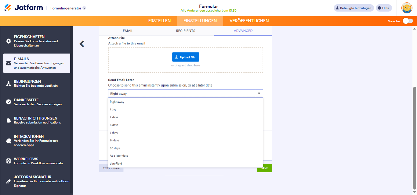 Spätere Versendung von E-Mails mit der Automatischen Antwort Image-3