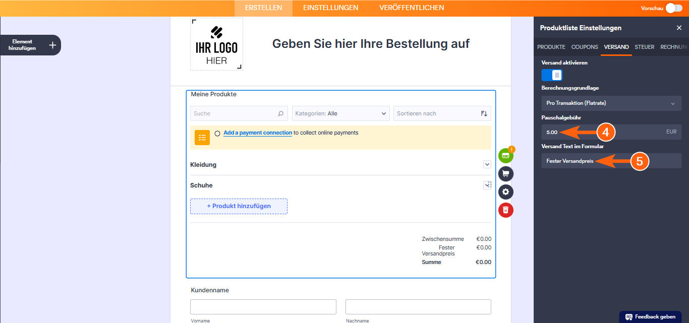 Wie Sie die Versandkosten zu den Formularen für Zahlungen hinzufügen Image-2