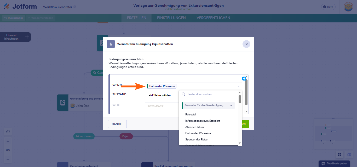 Wie Sie ein Wenn-Dann-Bedingungselement mit Jotform Approvals einrichten Image-3