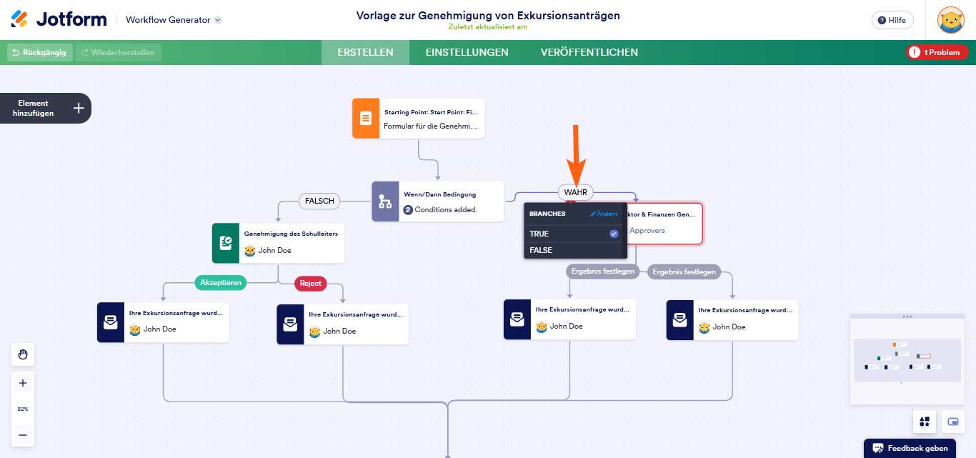 Wie Sie ein Wenn-Dann-Bedingungselement mit Jotform Approvals einrichten Image-9