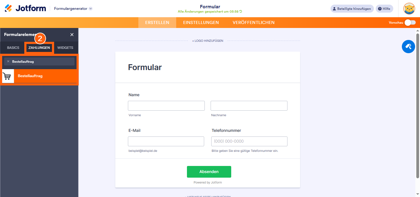 Wie Sie ein Zahlungsformular mit Bestellung erstellen Image-2