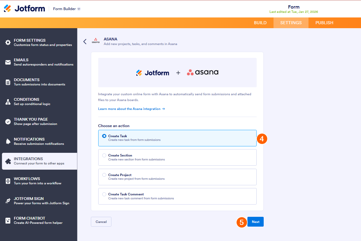 Aufgaben in Asana mit Formularantworten von Jotform erstellen Image-2