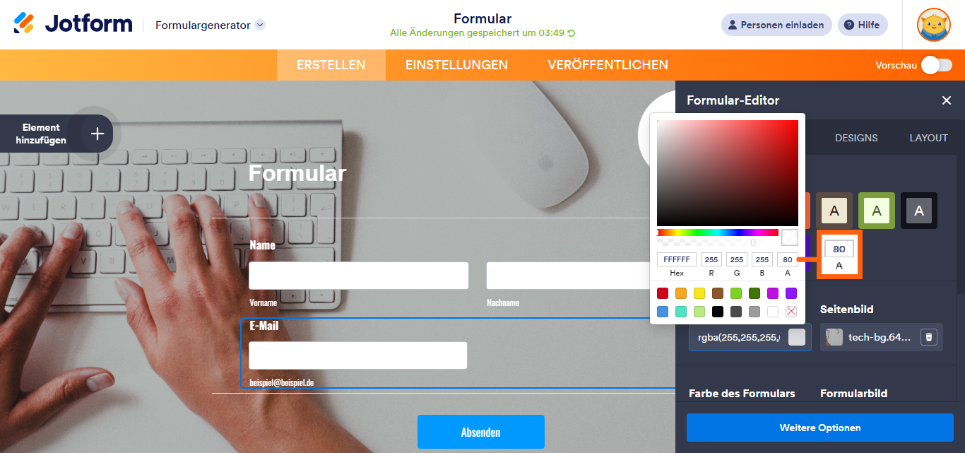 Wie Sie die Deckkraft des Formularhintergrunds anpassen Image-3