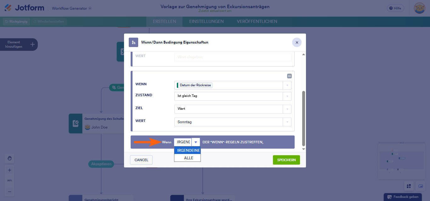 Wie Sie ein Wenn-Dann-Bedingungselement mit Jotform Approvals einrichten Image-6