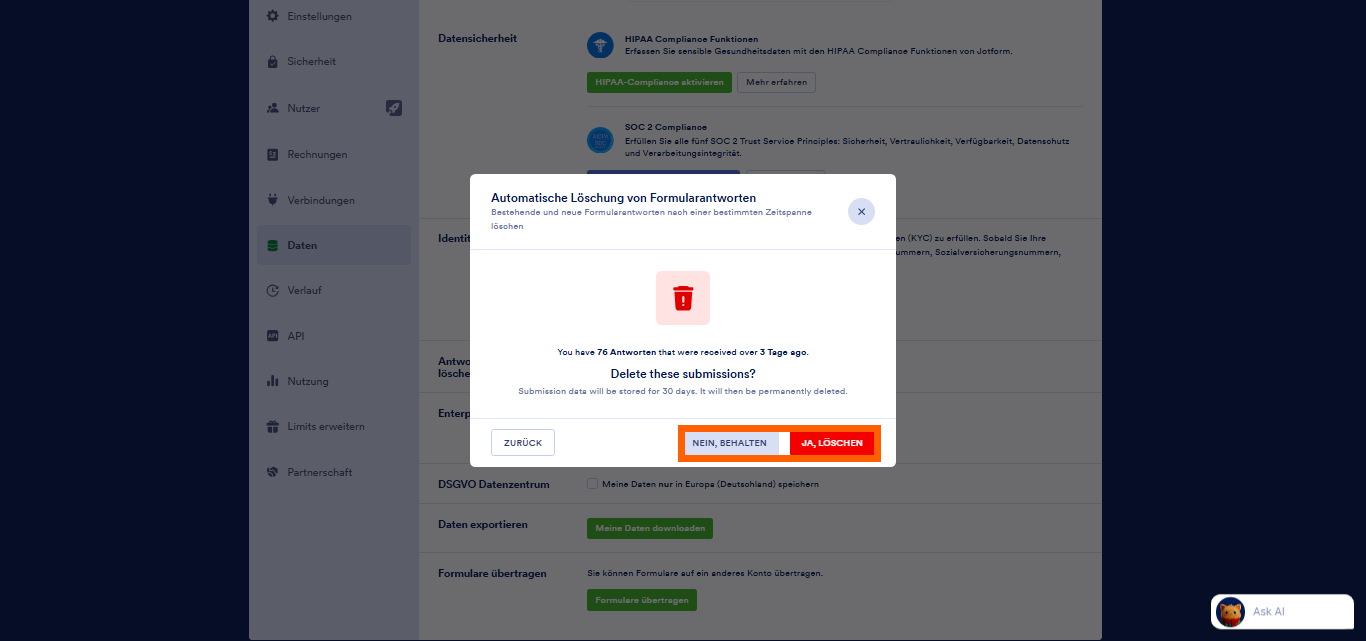 Automatisches Löschen der Formularantworten Image-13