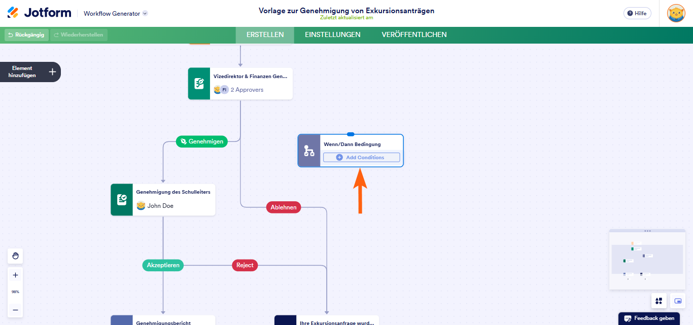 Wie Sie ein Wenn-Dann-Bedingungselement mit Jotform Approvals einrichten Image-2