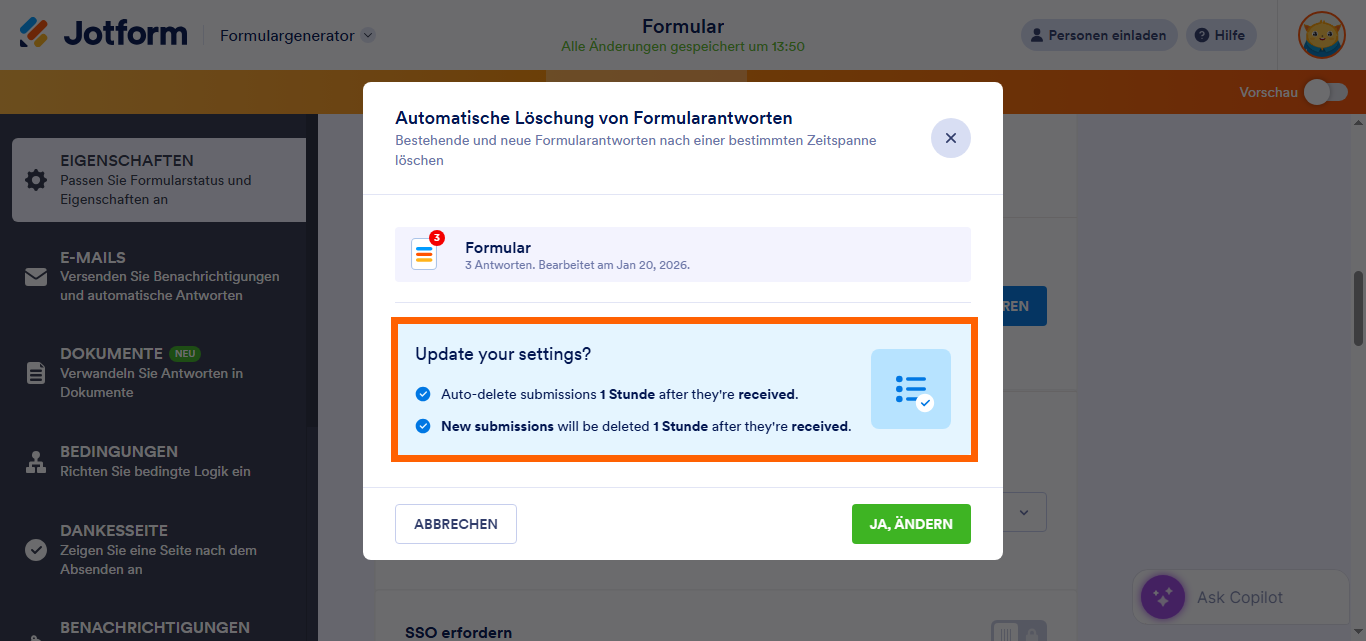 Automatisches Löschen der Formularantworten Image-20