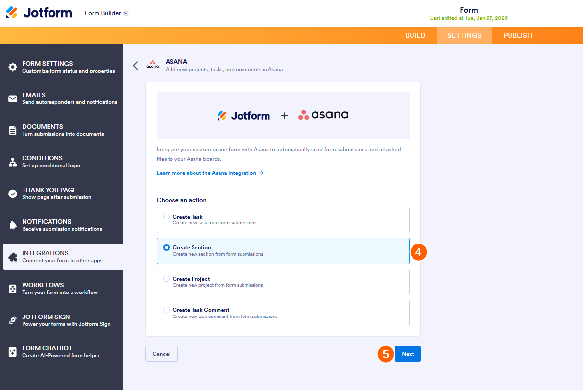 Aufgaben in Asana mit Formularantworten von Jotform erstellen Image-5