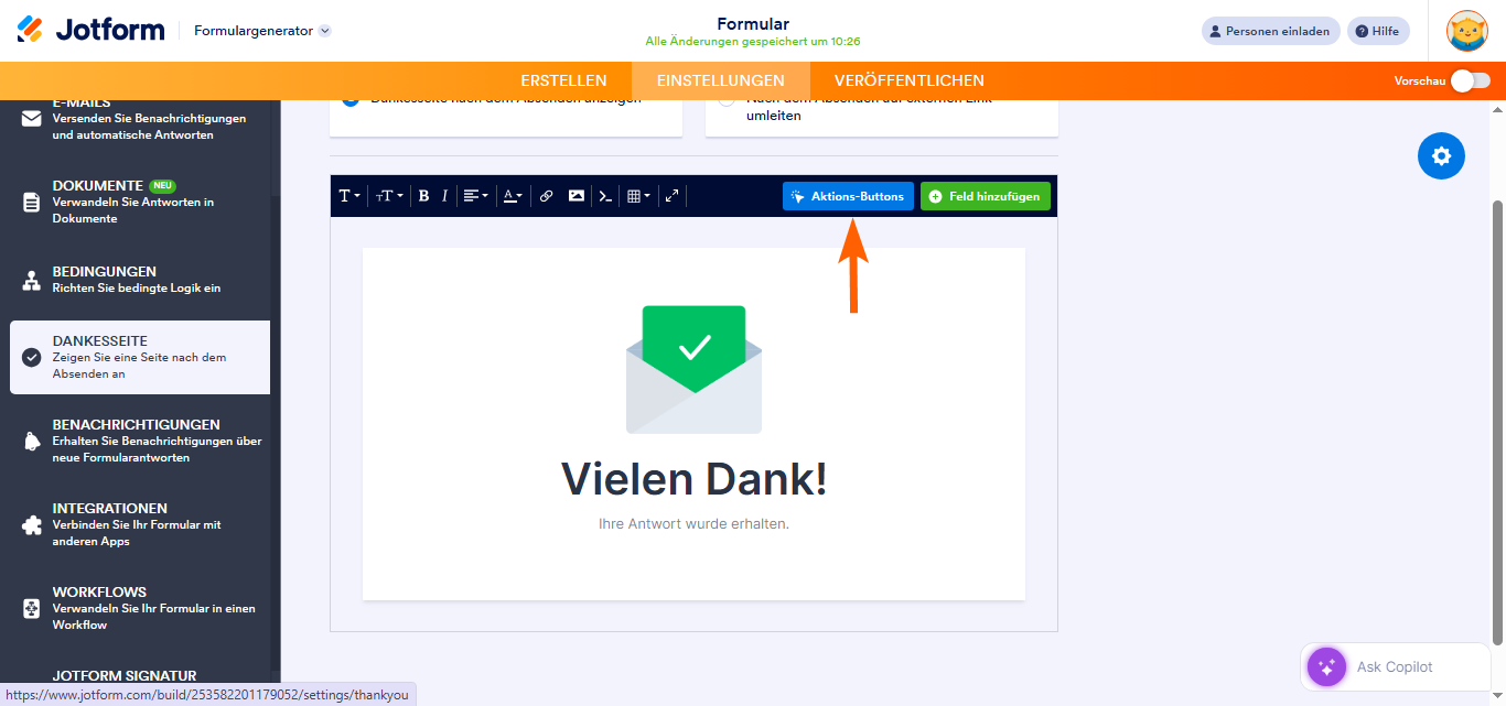 Aktionsbuttons auf Danke-Seiten verwenden Image-1