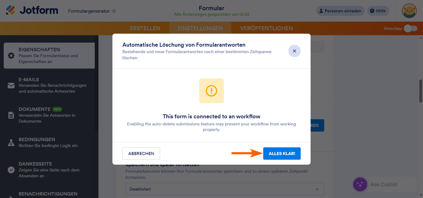 Automatisches Löschen der Formularantworten Image-11
