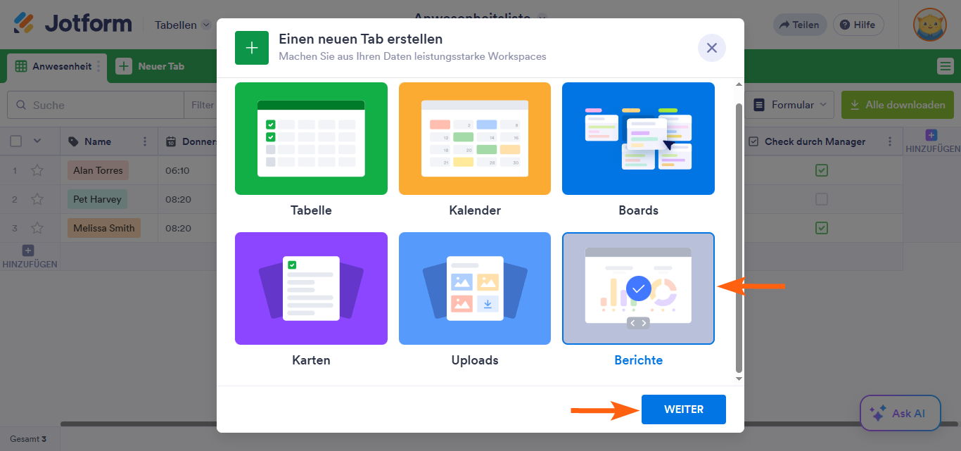 Wie Sie in Jotform Tabellen automatisierte Berichte erstellen Image-2