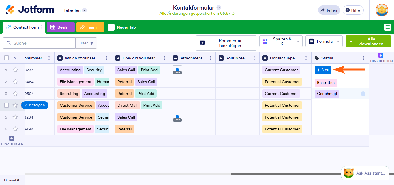 Wie Sie eine Dropdown-Liste in Jotform Tabellen erstellen Image-5