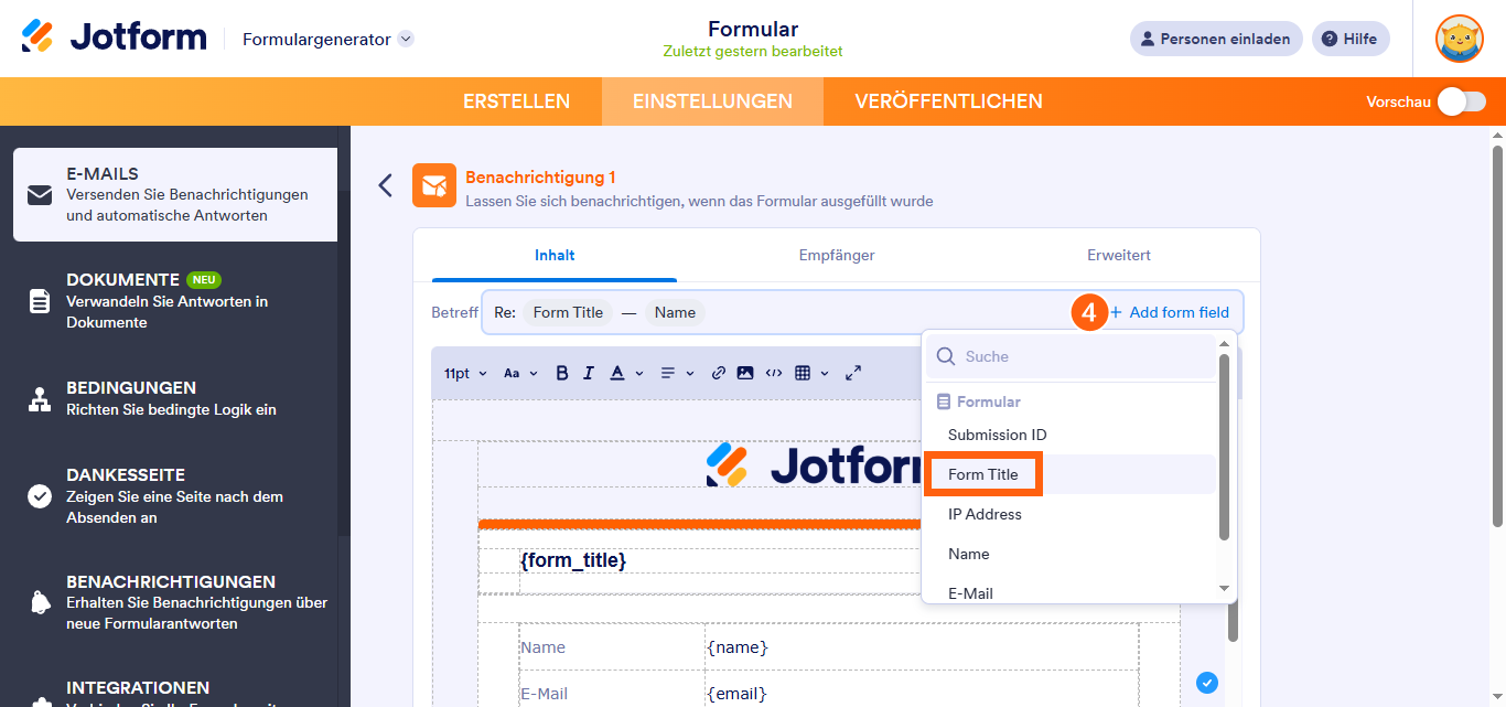 Wie Sie den Formulartitel zur Benachrichtigungs-E-Mail hinzufügen Image-2