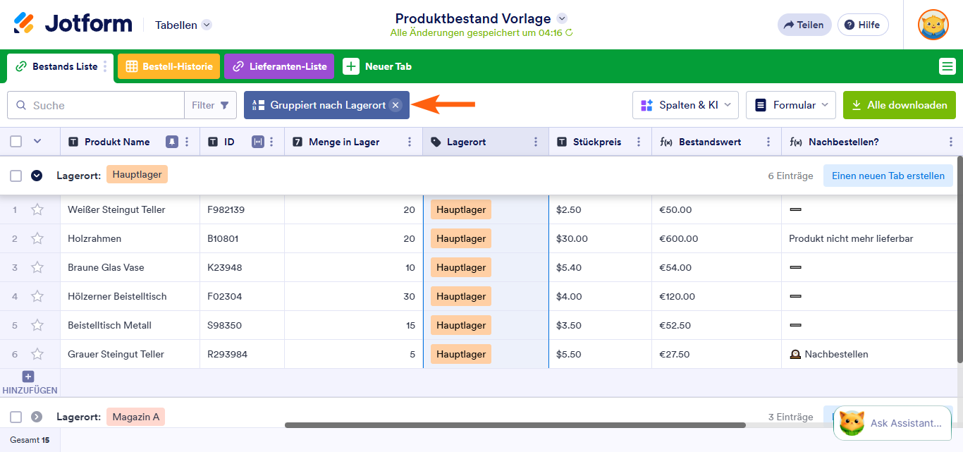 Wie Sie Einträge in Jotform Tabellen nach Antworten gruppieren Image-2