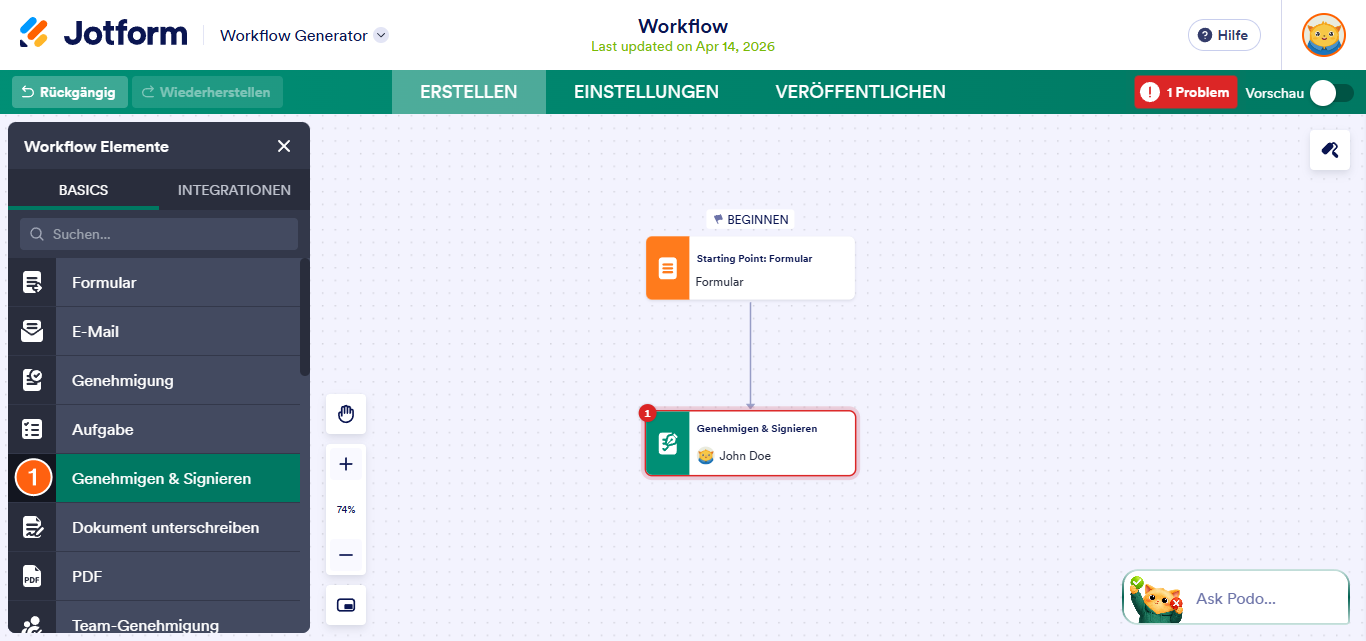 Wie Sie eine Unterschrift in Jotform Approvals anfordert Image-1