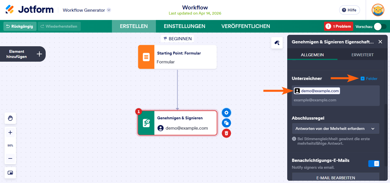 Wie Sie eine Unterschrift in Jotform Approvals anfordert Image-3