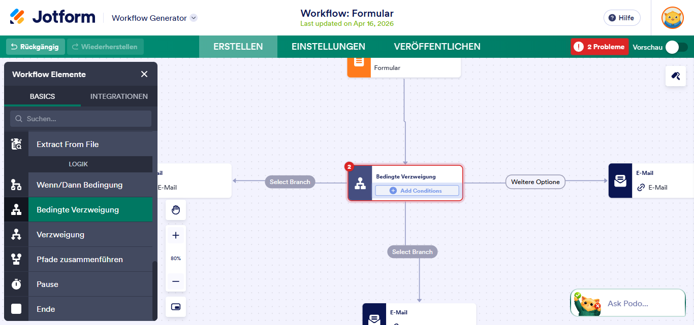 Wie Sie eine bedingte Verzweigung in Jotform Genehmigungen einrichten Image-1