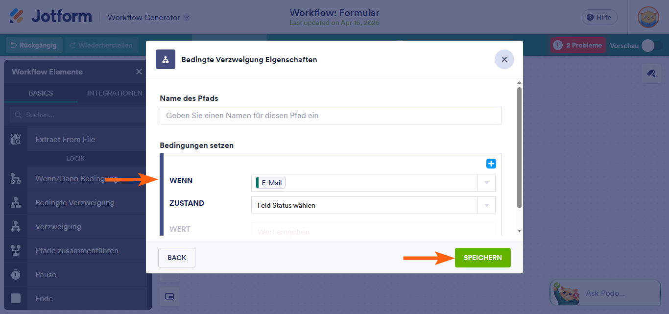 Wie Sie eine bedingte Verzweigung in Jotform Genehmigungen einrichten Image-4