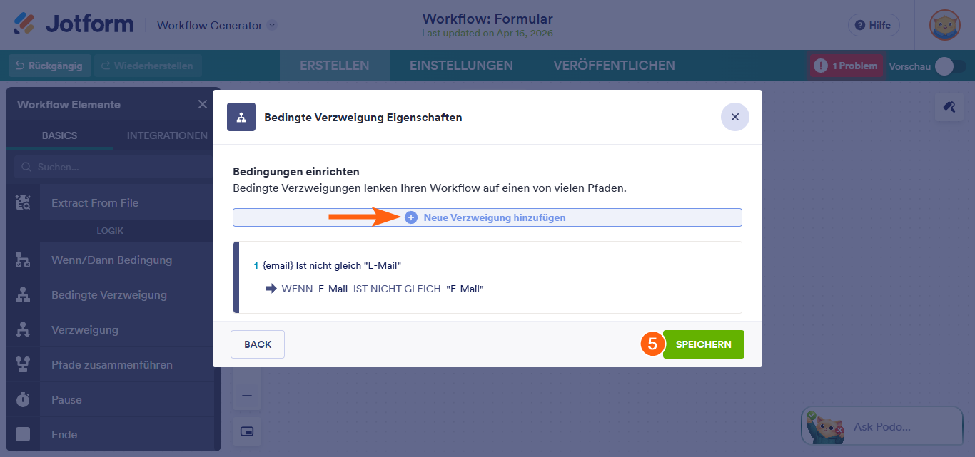 Wie Sie eine bedingte Verzweigung in Jotform Genehmigungen einrichten Image-5