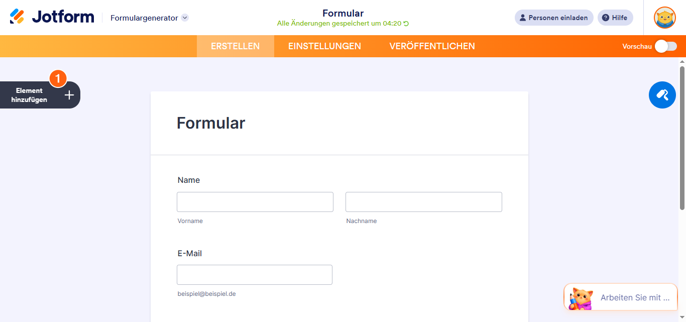 Wie Sie ein Tabellenblatt in Ihr Formular einbinden? Image-1