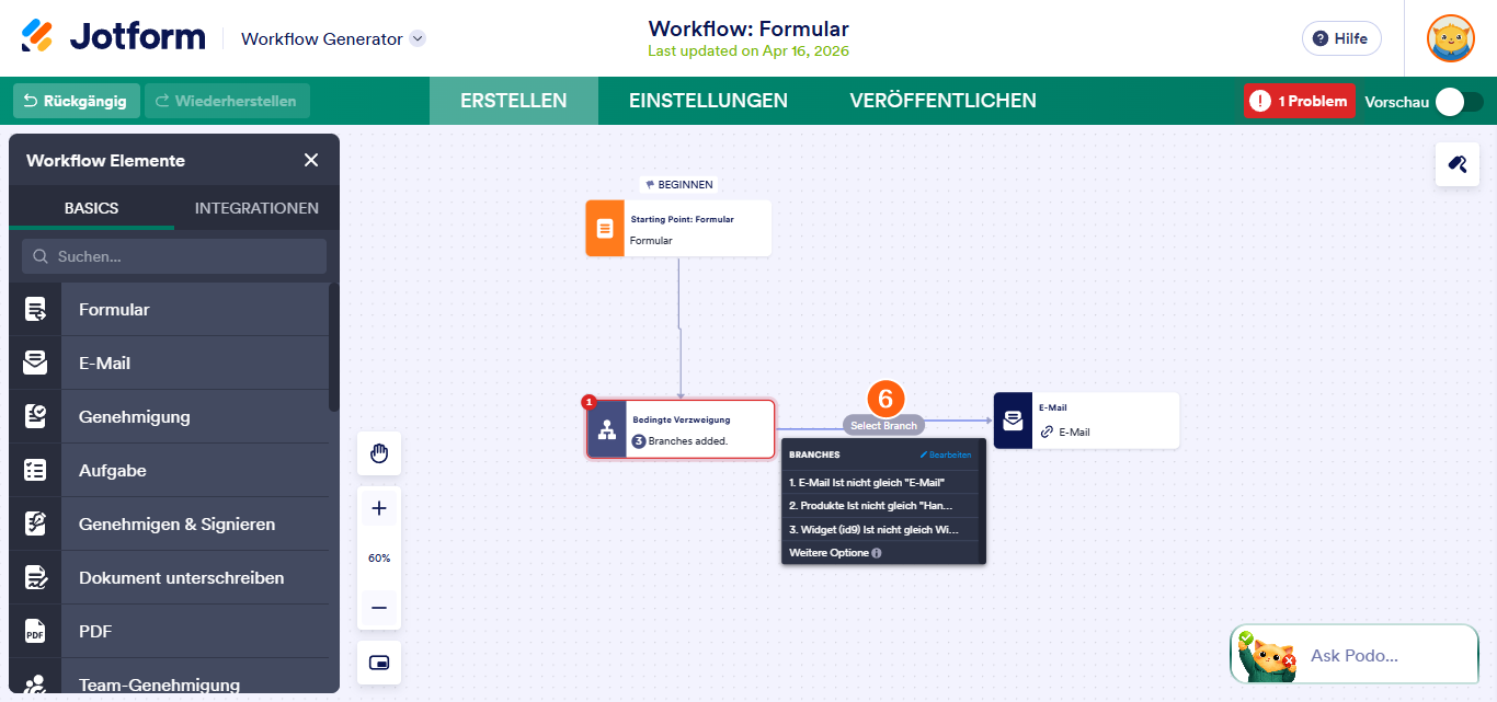 Wie Sie eine bedingte Verzweigung in Jotform Genehmigungen einrichten Image-6