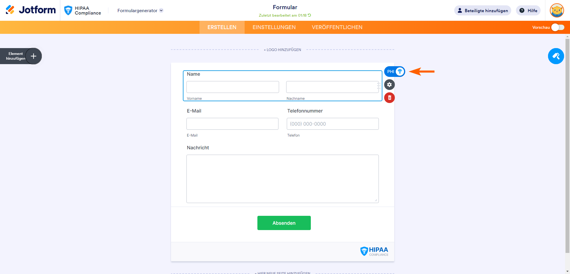 Wie Sie HIPAA PHI-Felder in Ihren Formularen einrichten Image-1