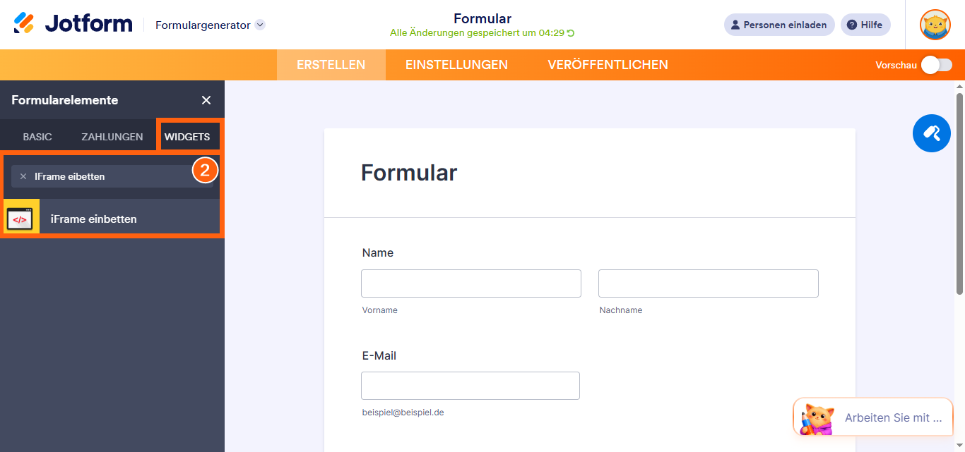Wie Sie ein Tabellenblatt in Ihr Formular einbinden? Image-2