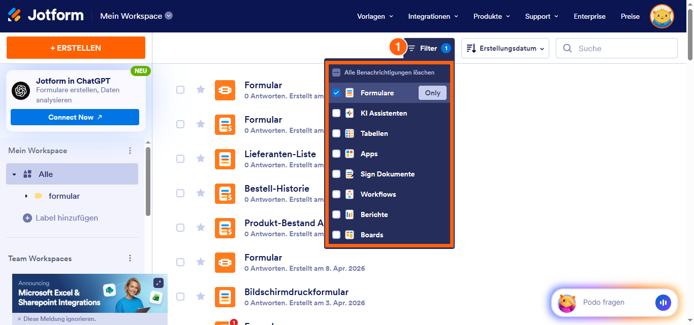 Wie Sie auf den Jotform Posteingang zugreifen Image-1