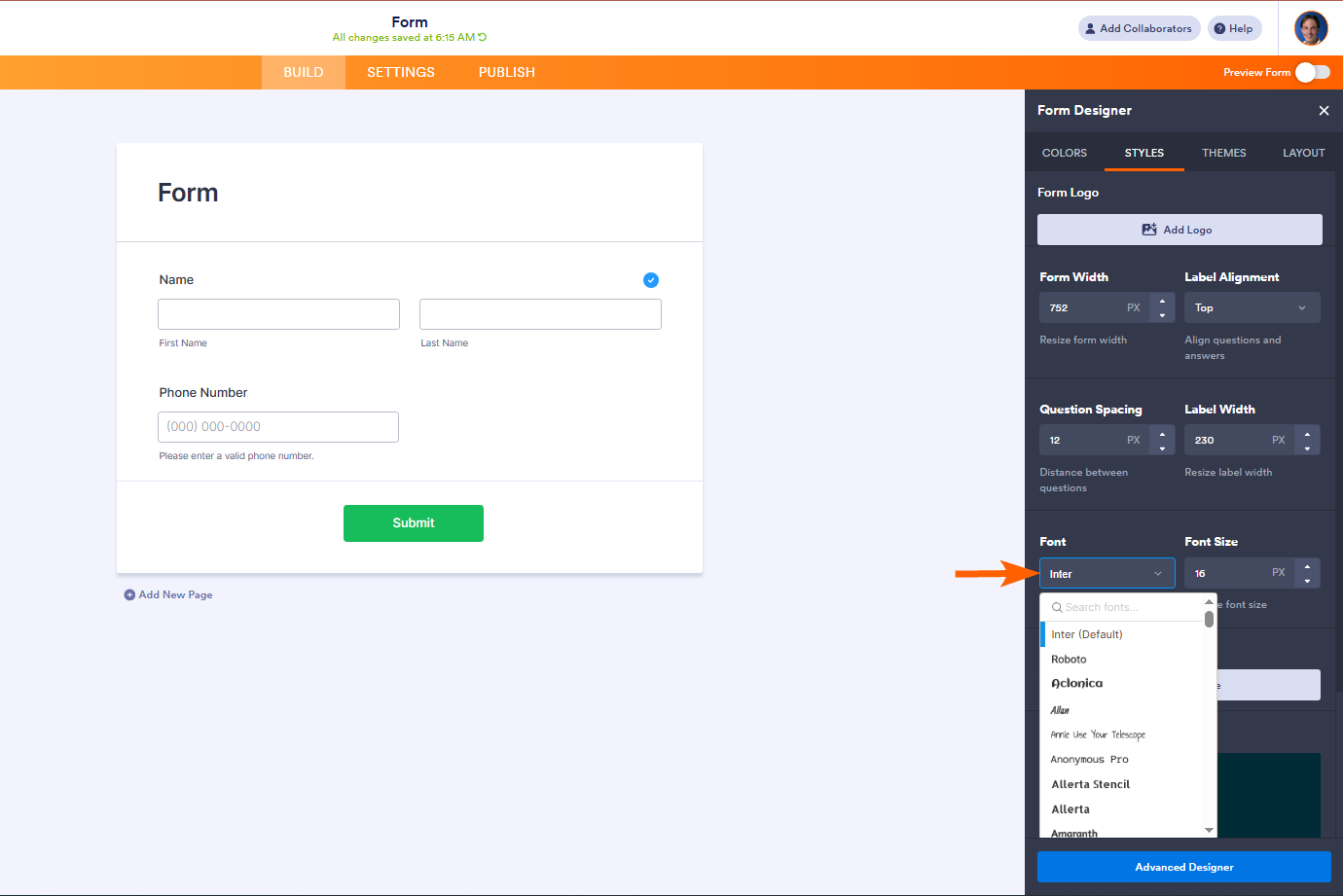 Wie Sie Schriftarten im Formular ändern Image-2