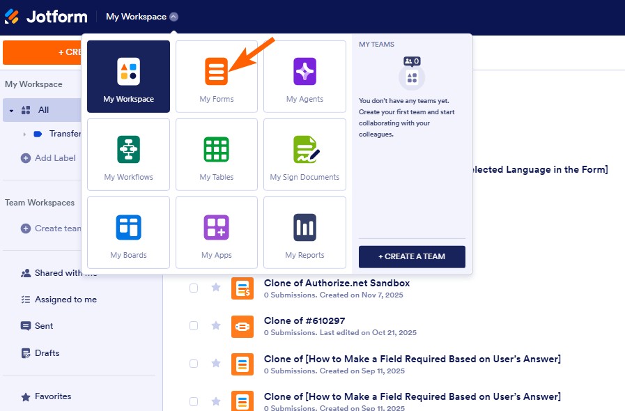 Wie Sie Ihre Formulare und Formularantworten in der Jotform Mobile Formulare App anzeigen Image-2