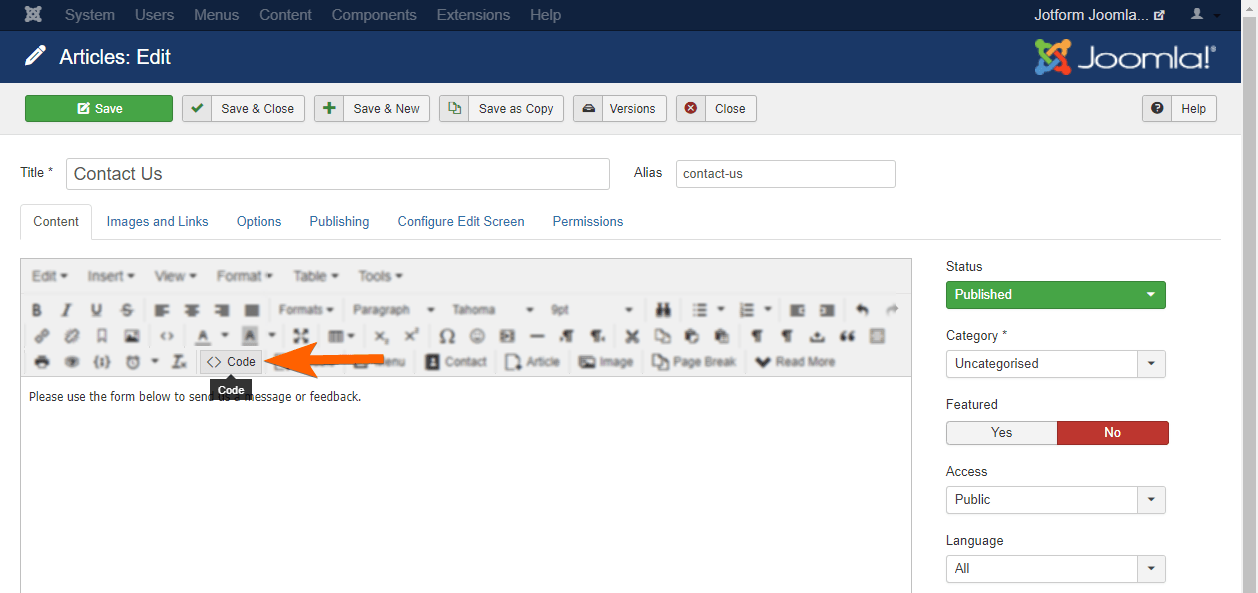Wie Sie ein Formular in Joomla 3 einbetten Image-7