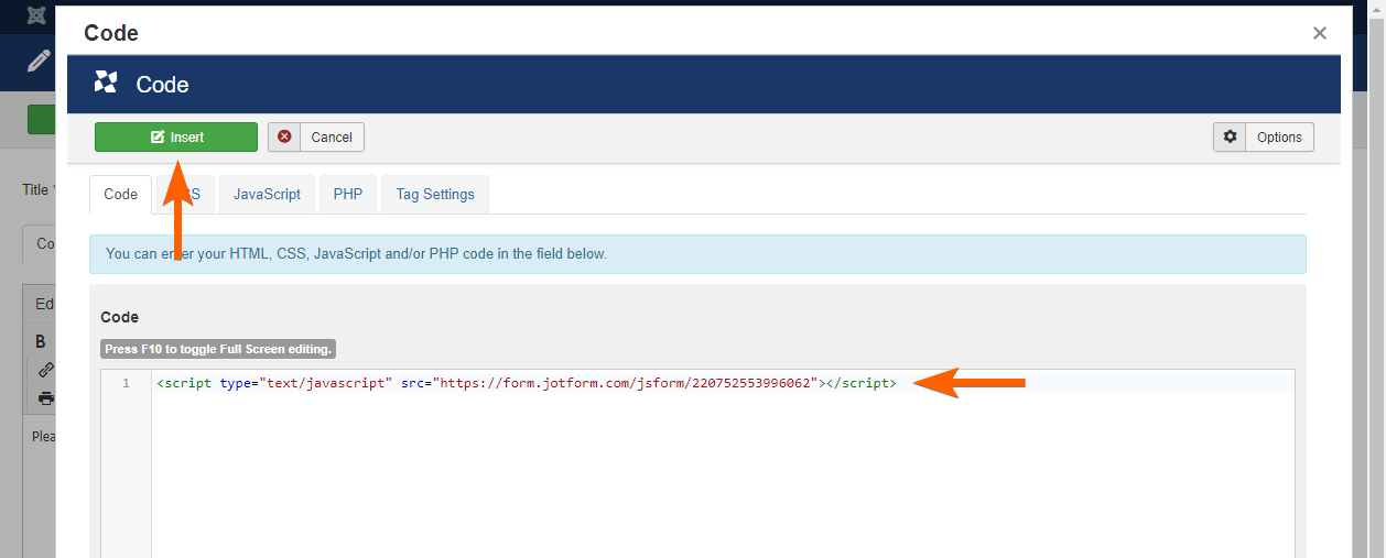 Wie Sie ein Formular in Joomla 3 einbetten Image-8