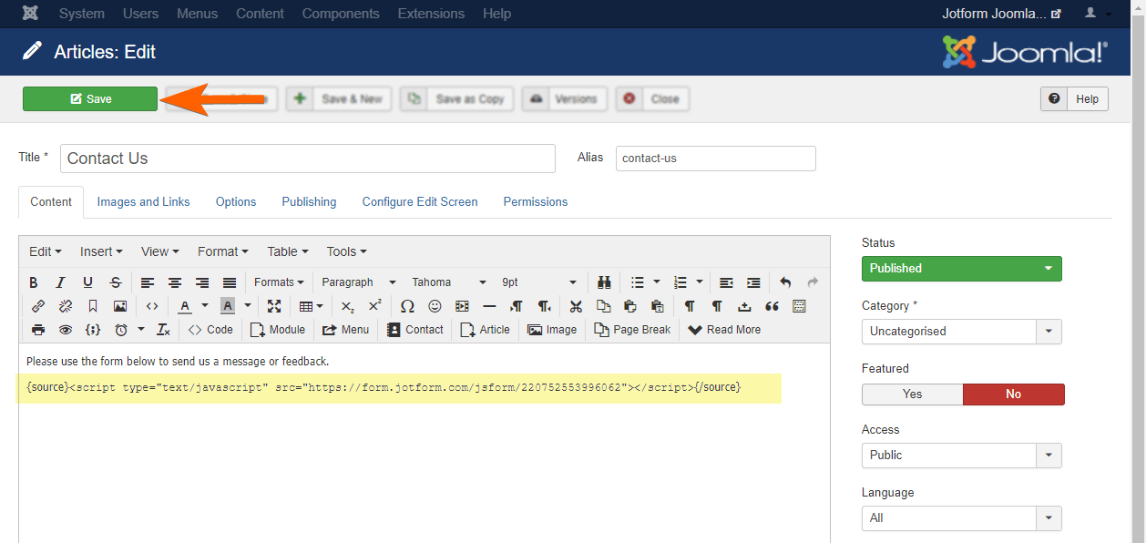 Wie Sie ein Formular in Joomla 3 einbetten Image-9