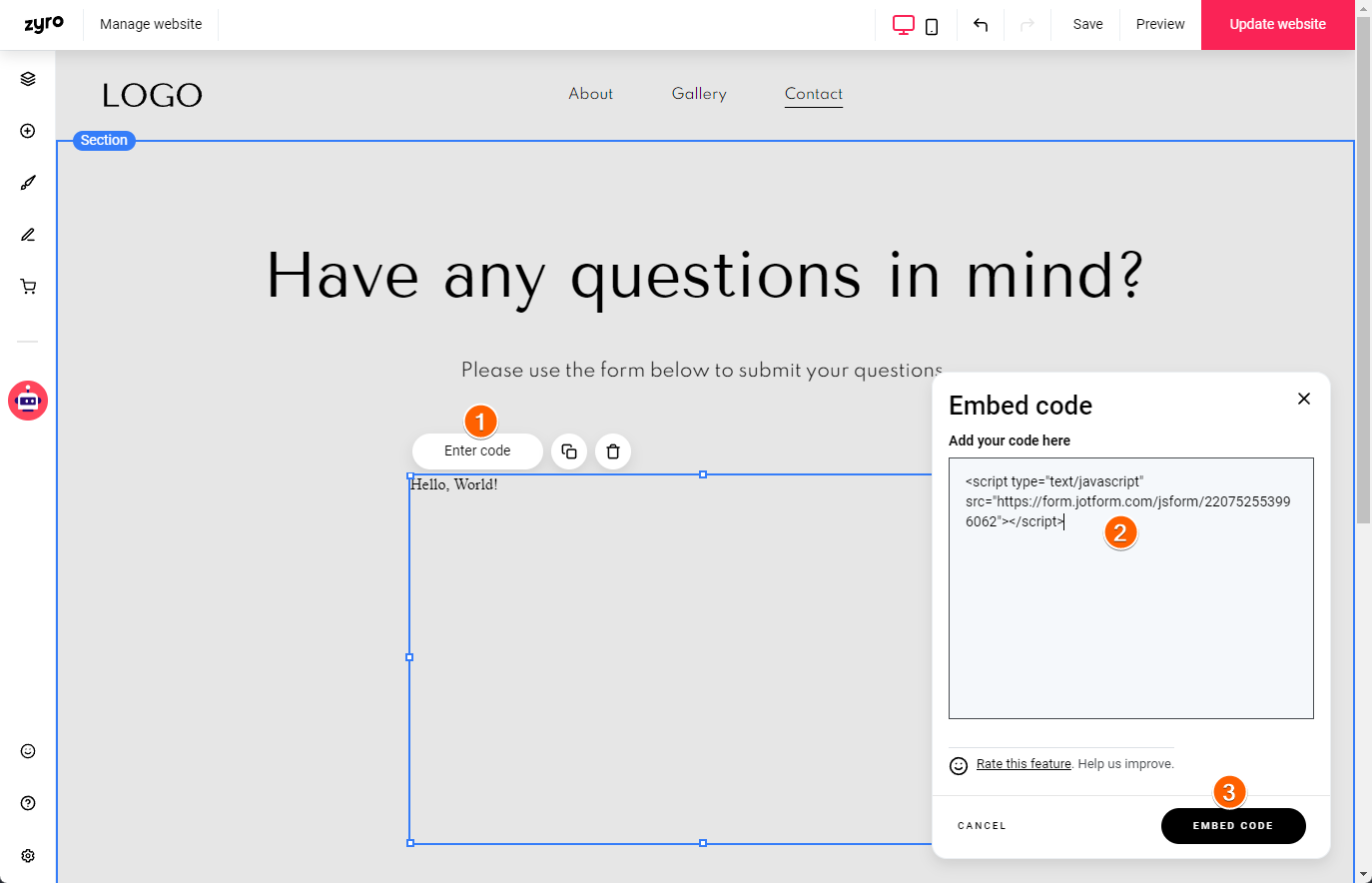 Wie Sie ein Kontakt-Formular in Zyro hinzufügen Image-3