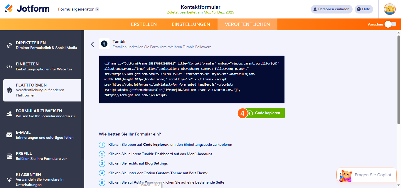 Ein Formular zu Tumblr hinzufügen Image-3