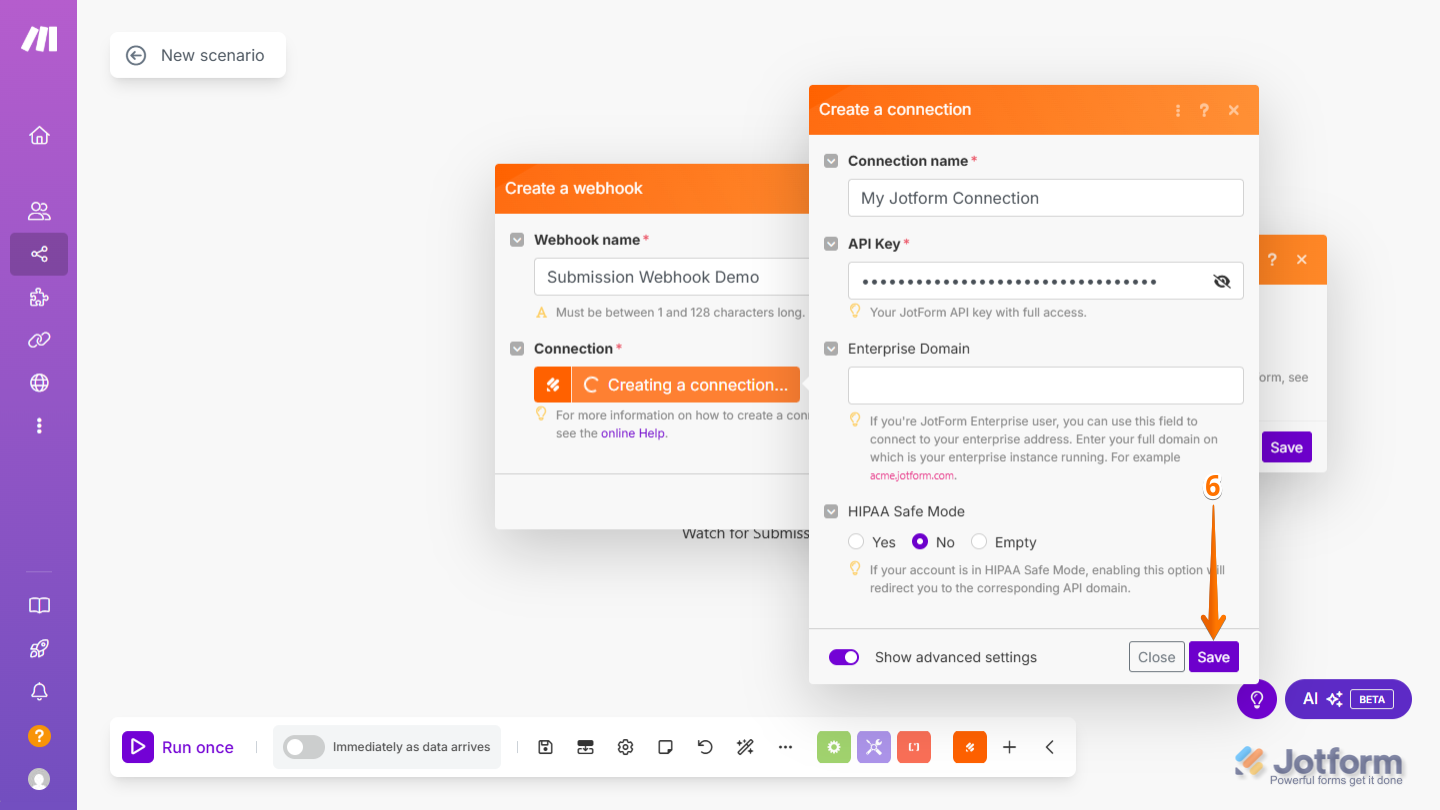 Haz clic en Guardar en Make